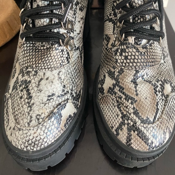 EGO Maura snakeskin chunky sole lace-up biker boots - Picture 8 of 12